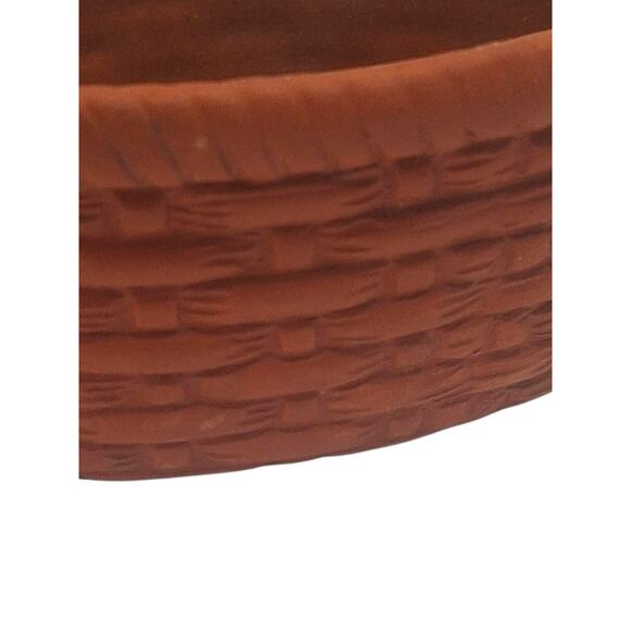 Oval Basket Weave Ceramic Pig Lid Nesting Trinket Box Vintage Hand Painted 5x5x4 - Picture 6 of 7